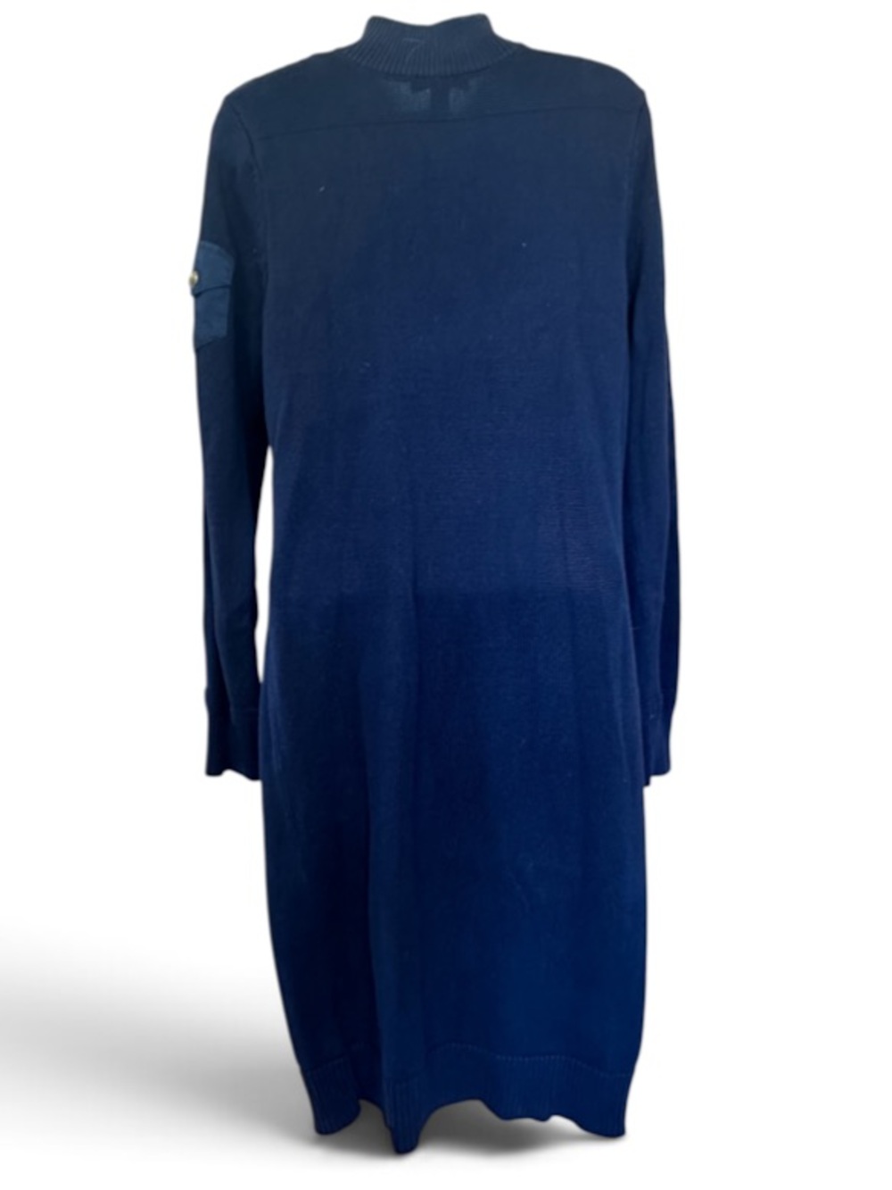 Lauren Jeans Co Navy Blue Button-Trim Rib-Knit Sweater Dress - Picture 3 of 10